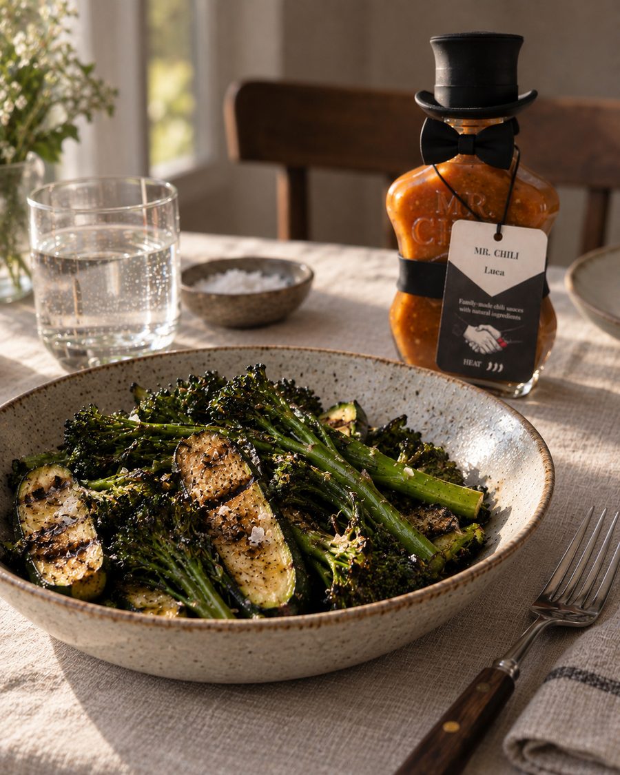 Grilled vegetables, with the MR. CHILI sauce that belongs with it